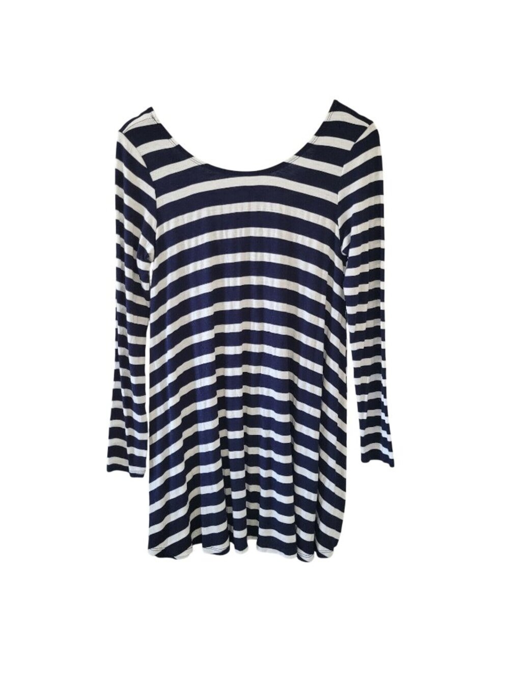 Heart and Hips Striped Tunic Dress Womens Size M Long Sleeve Navy White Nautical
